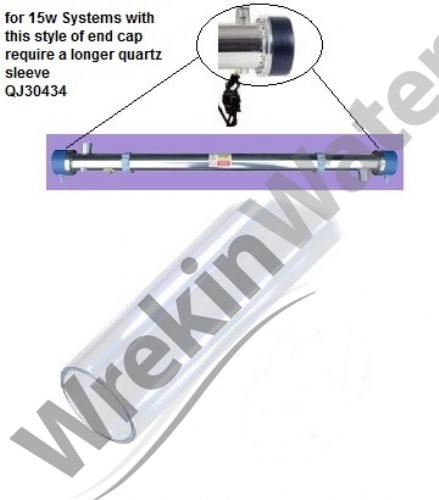 QJ30434 - Quartz Sleeve for 15w Closed End Cap UV Systems
